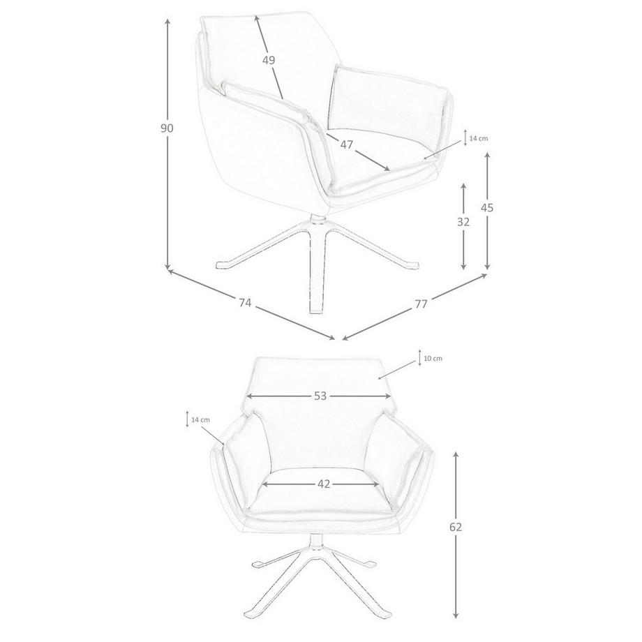 ANGEL CERDA Fauteuil pivotant en cuir gris foncé  