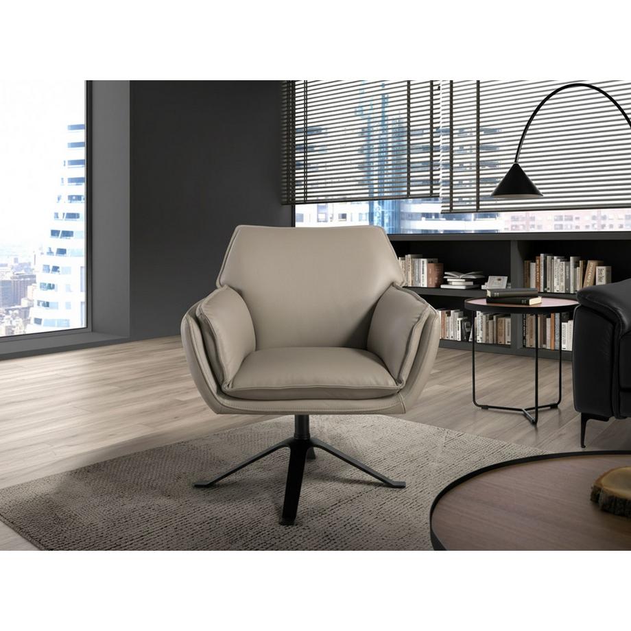 ANGEL CERDA Fauteuil pivotant en cuir gris foncé  