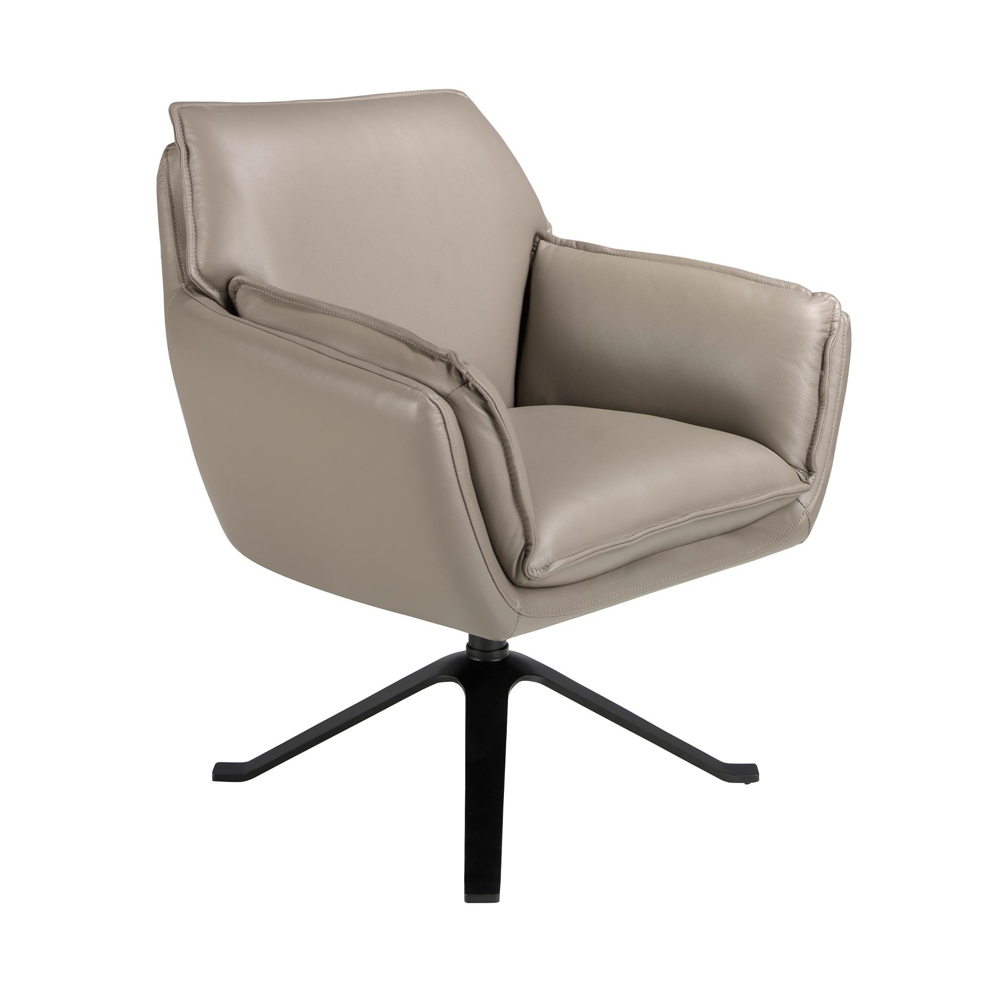 ANGEL CERDA Fauteuil pivotant en cuir gris foncé  