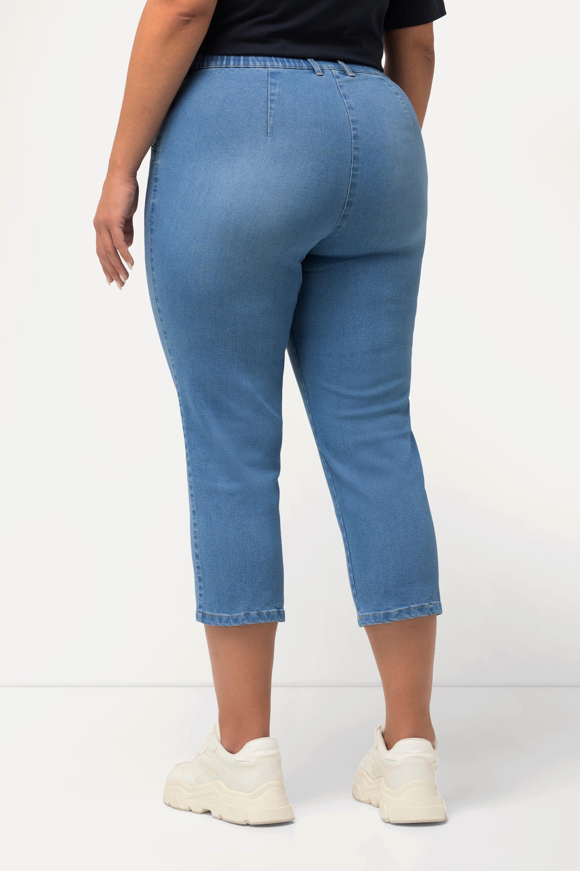 Ulla Popken  Jean Mony 7/8, taille élastique, poches zippées 