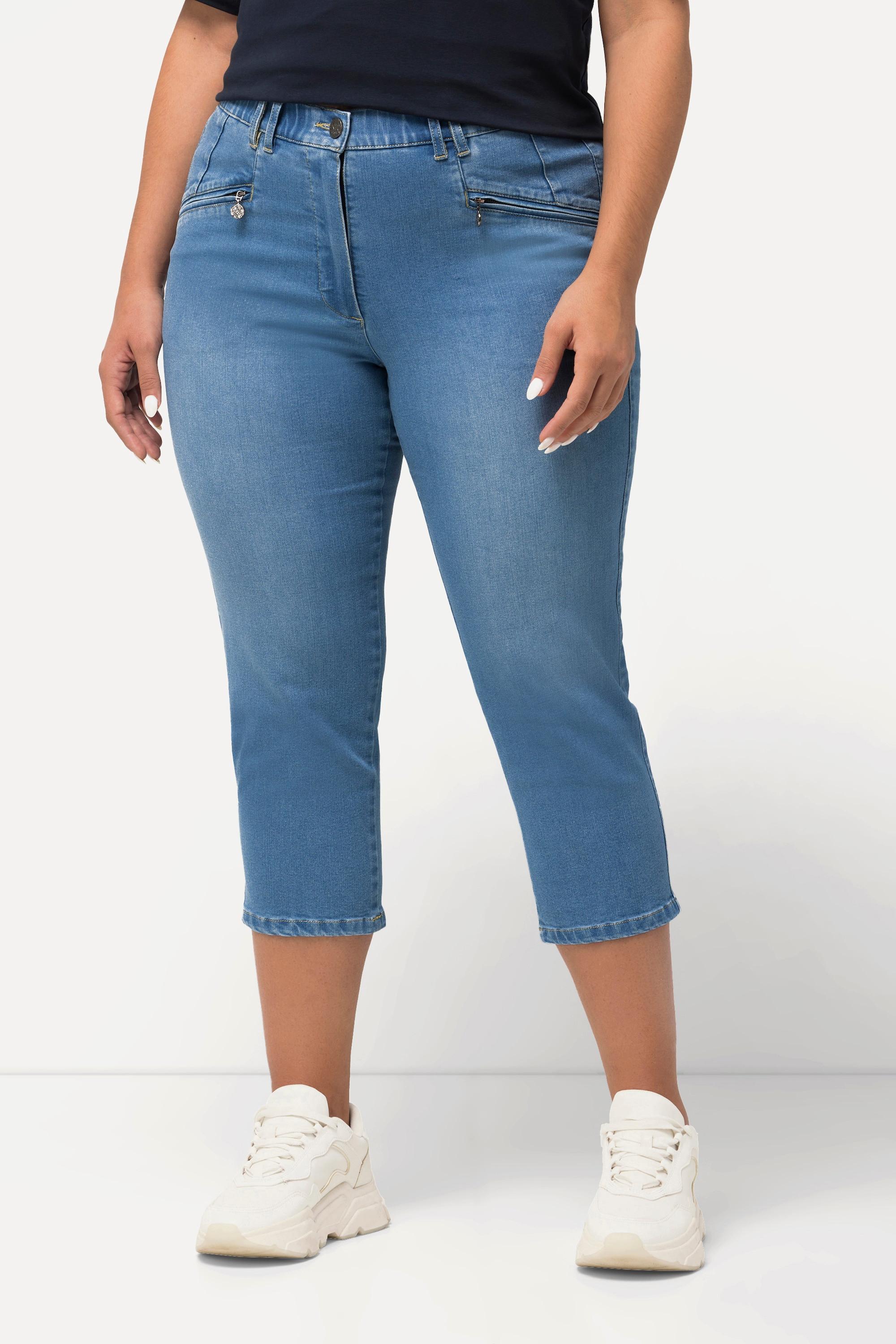 Ulla Popken  Jean Mony 7/8, taille élastique, poches zippées 