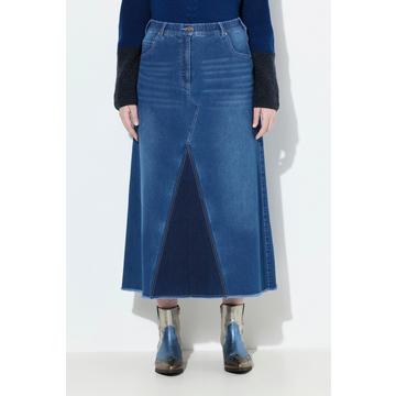 Gonna di jeans dal taglio svasato con elasticizzazione e orli sfrangiati