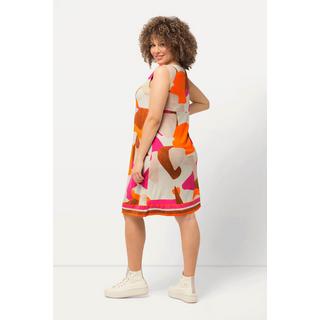Ulla Popken Minikleid Grafischer Druck A-Linie Rundhals Ärmellos  
