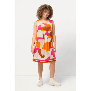 Abito mini dal taglio svasato e smanicato con stampa grafica e scollo a girocollo