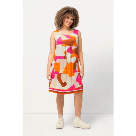 Ulla Popken Minikleid Grafischer Druck A-Linie Rundhals Ärmellos  