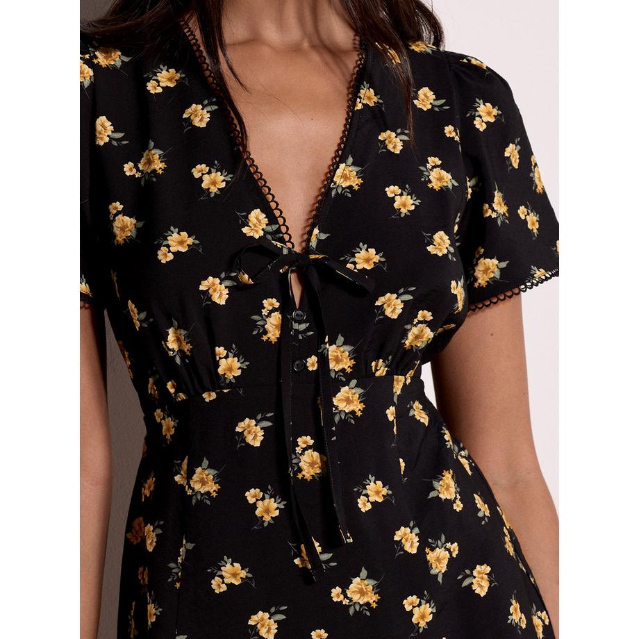 APRICOT Mini-robe de thé à imprimé floral vintage  