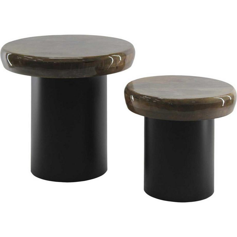 mutoni Table basse Talin ronde (lot de 2)  