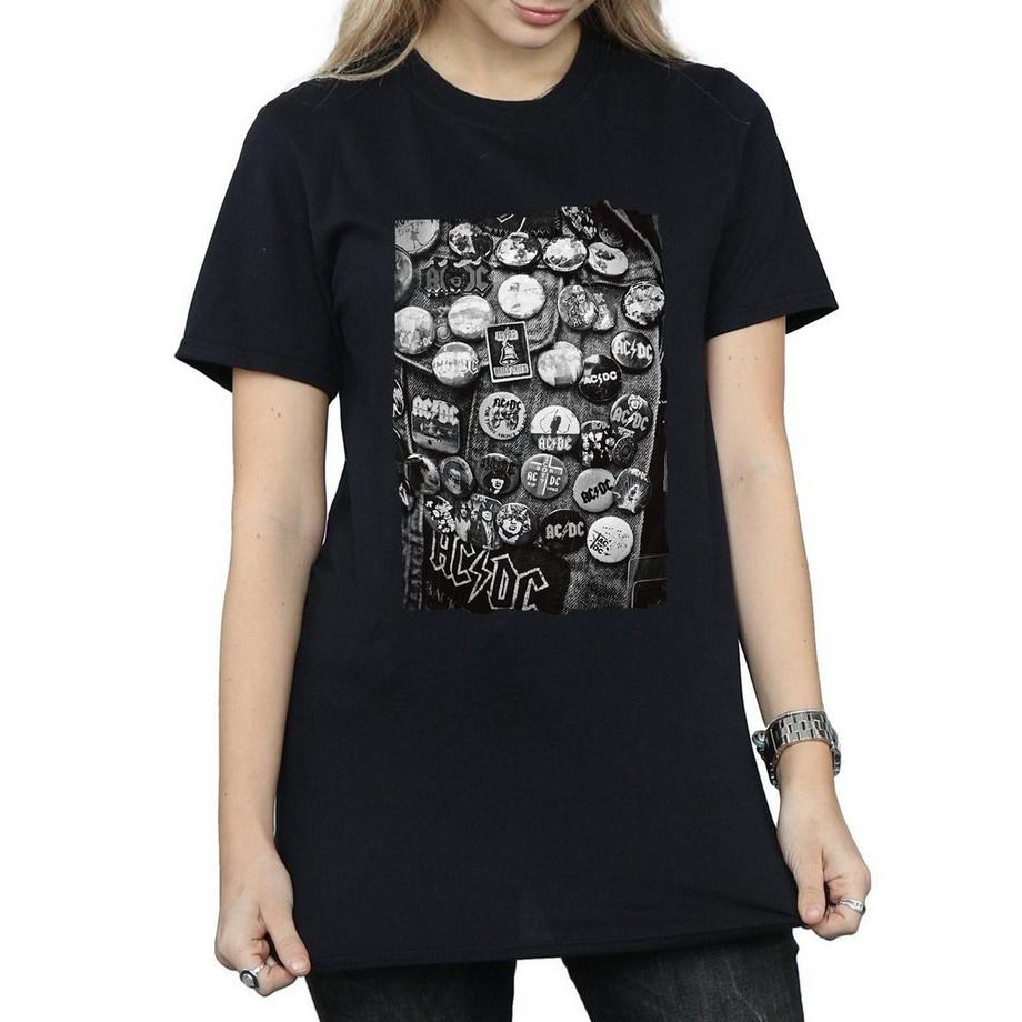 AC/DC ACDC T-Shirt Stampata Vestibilità Larga  