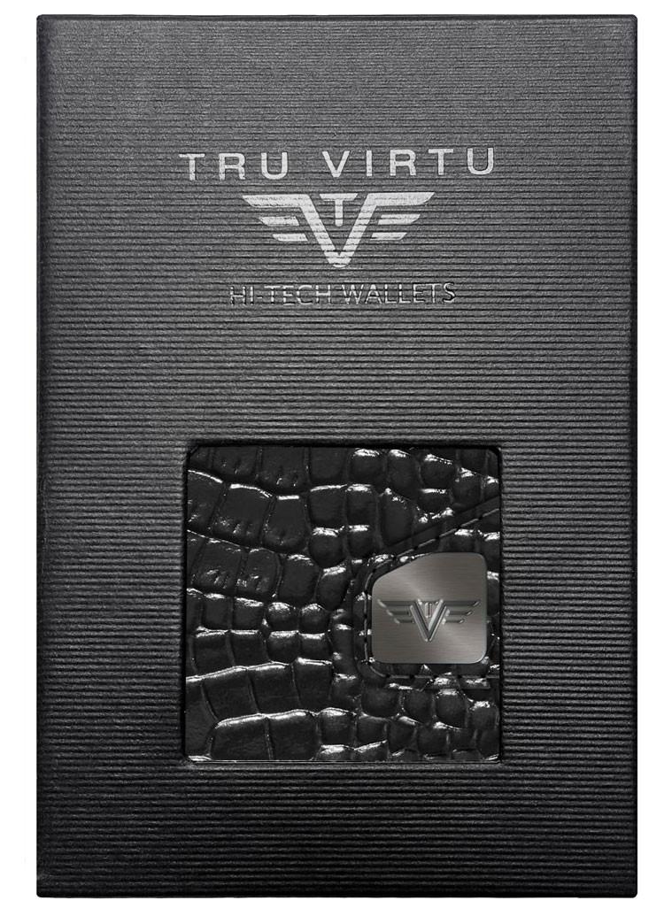 Tru Virtu  Doublewallet CLICK & slide Croco nero, nero 