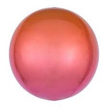 Ballon Mylar Sphérique Orbz Ombré Rouge & Orange