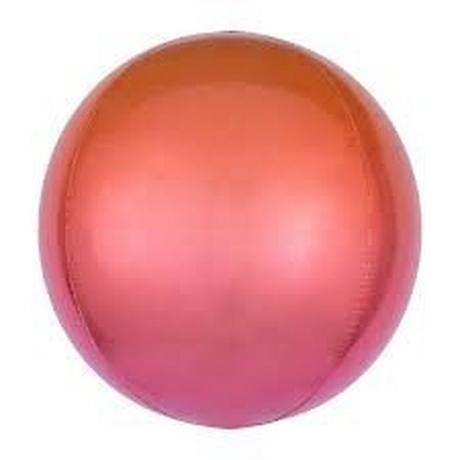 Anagram  Ballon Mylar Sphérique Orbz Ombré Rouge & Orange 