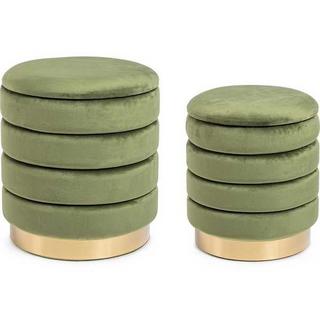 mutoni Pouf mit Stauraum Darina Olive 36x38 (2er-Set)  