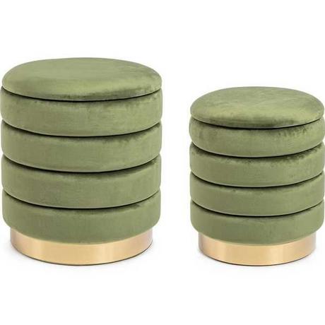 mutoni Pouf mit Stauraum Darina Olive 36x38 (2er-Set)  