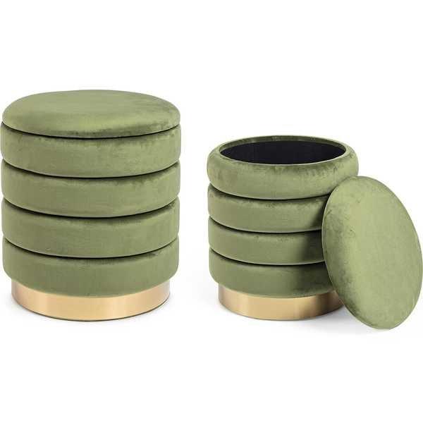 mutoni Pouf mit Stauraum Darina Olive 36x38 (2er-Set)  