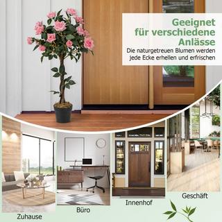 B2X Rosier de 93 cm avec 21 roses de pin et arbre artificiel en tronc naturel avec fleurs  