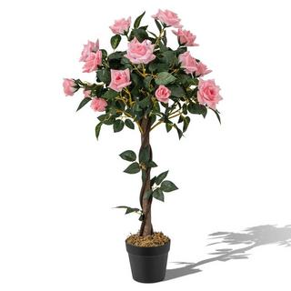 B2X Rosier de 93 cm avec 21 roses de pin et arbre artificiel en tronc naturel avec fleurs  