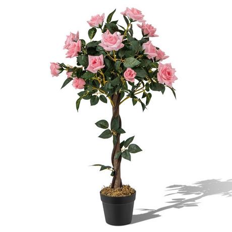 B2X Rosier de 93 cm avec 21 roses de pin et arbre artificiel en tronc naturel avec fleurs  