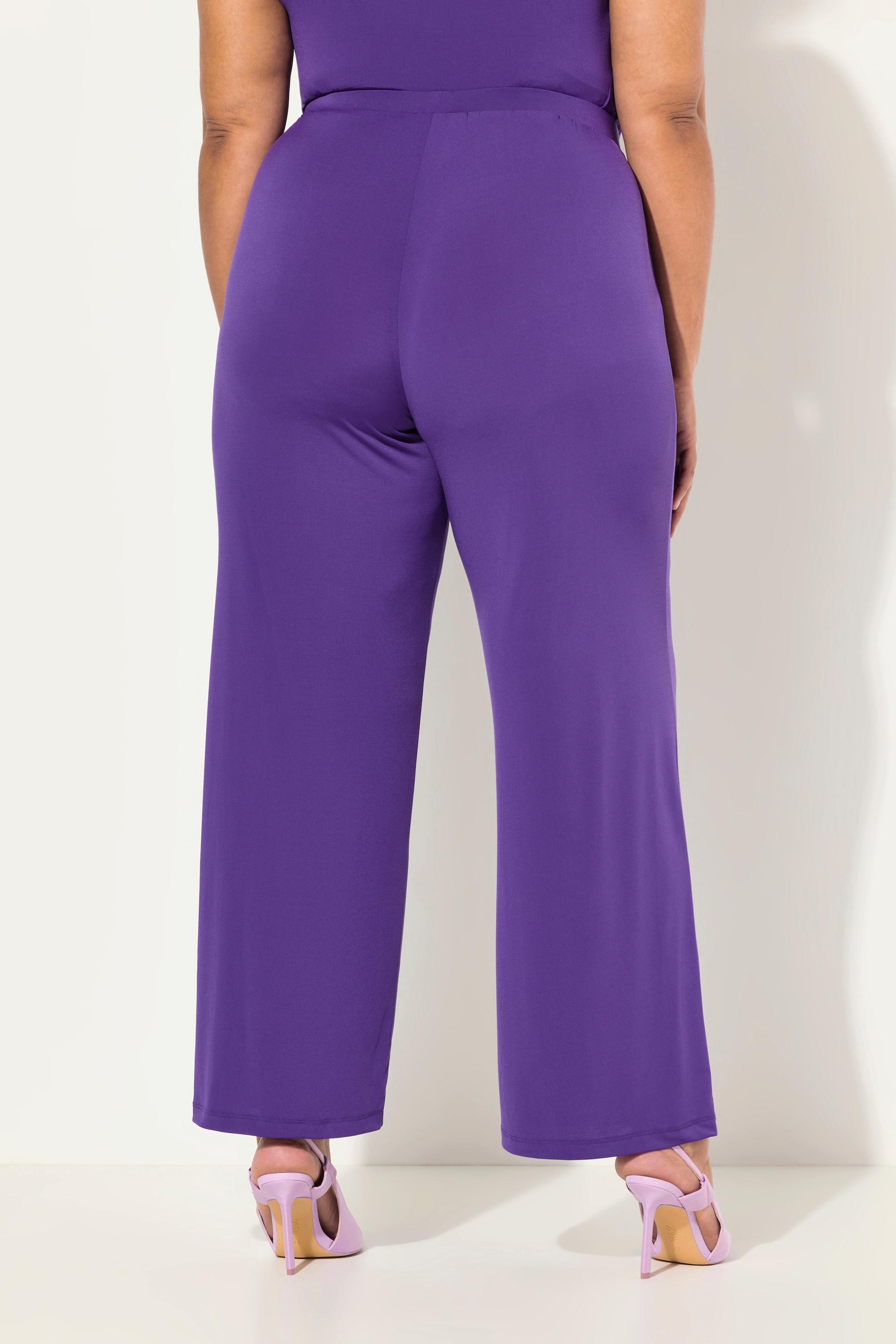 Ulla Popken  Pantalon en jersey à jambe large et taille élastique saphir foncé 