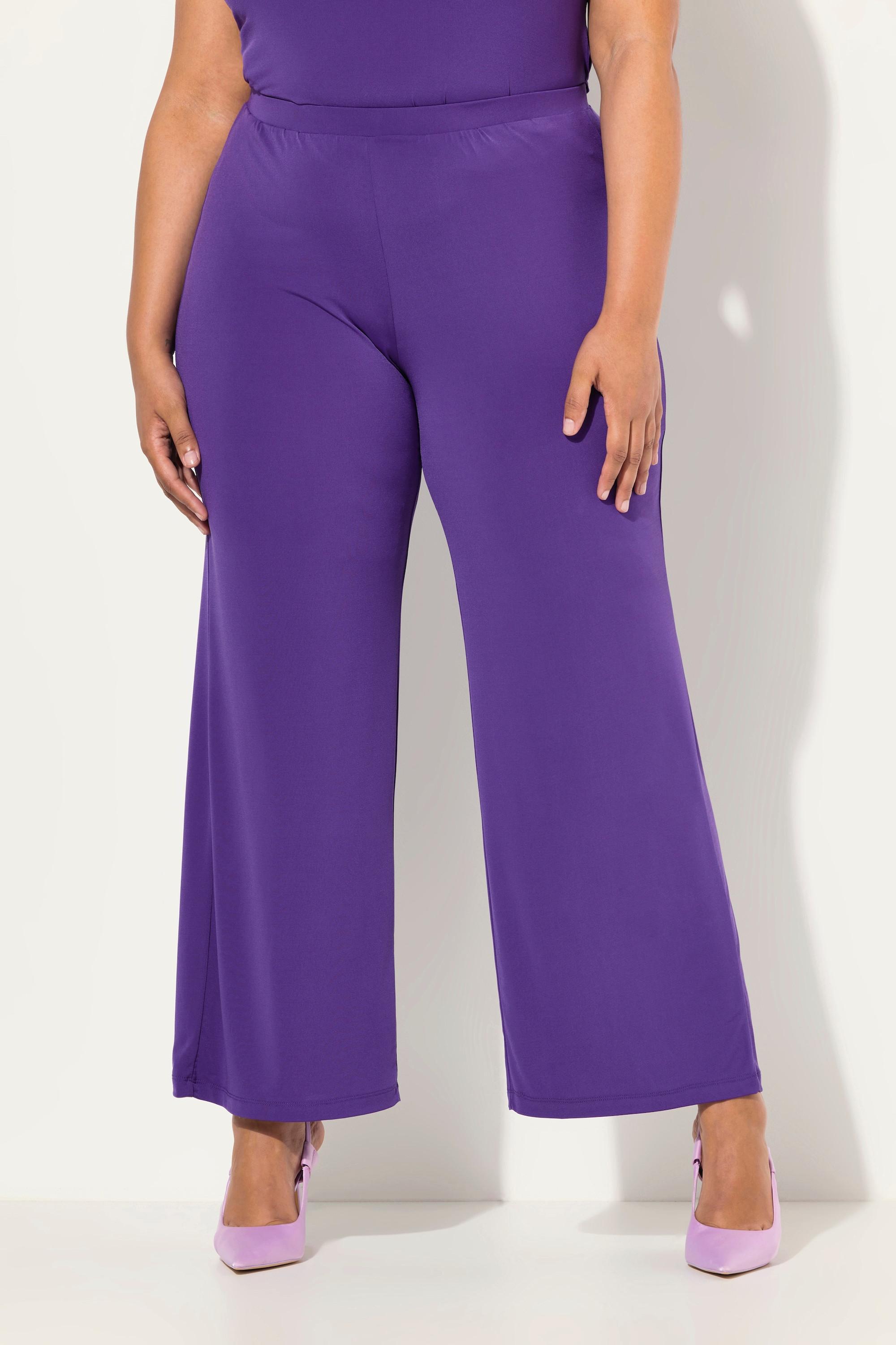 Ulla Popken  Pantalon en jersey à jambe large et taille élastique saphir foncé 