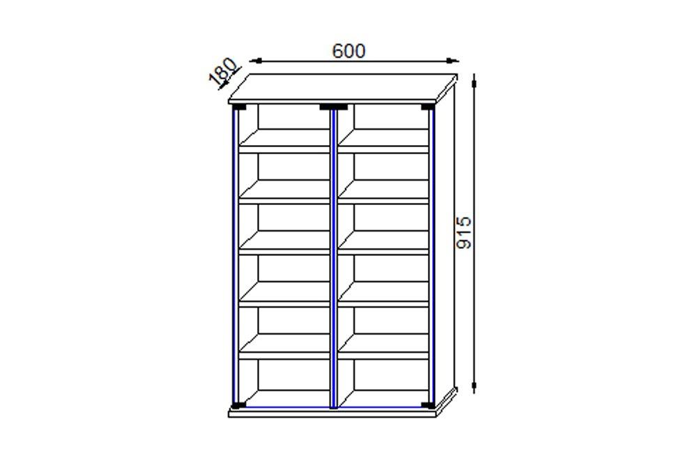 VCM CD Regal Holz | CD Schrank mit ESG-Sicherheitsglastüren für 300 CDs oder 130 DVDs oder 72-Videos| Maße: H. 92 x B. 60 x T. 18 cm | Elegantes DVD Regal  
