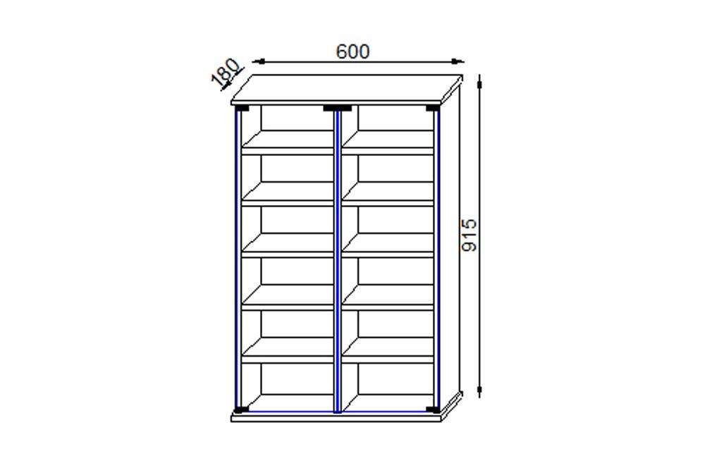VCM CD Regal Holz | CD Schrank mit ESG-Sicherheitsglastüren für 300 CDs oder 130 DVDs oder 72-Videos| Maße: H. 92 x B. 60 x T. 18 cm | Elegantes DVD Regal  