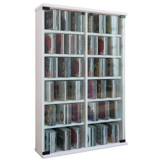 VCM CD Regal Holz | CD Schrank mit ESG-Sicherheitsglastüren für 300 CDs oder 130 DVDs oder 72-Videos| Maße: H. 92 x B. 60 x T. 18 cm | Elegantes DVD Regal  