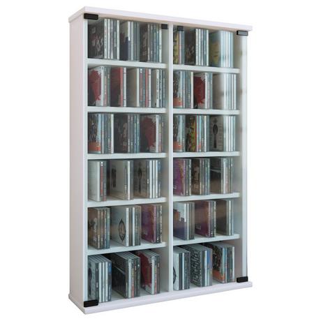 VCM Bois CD DVD Stand Étagère Rangement Étagère sur pied Support Roma Porte en verre  