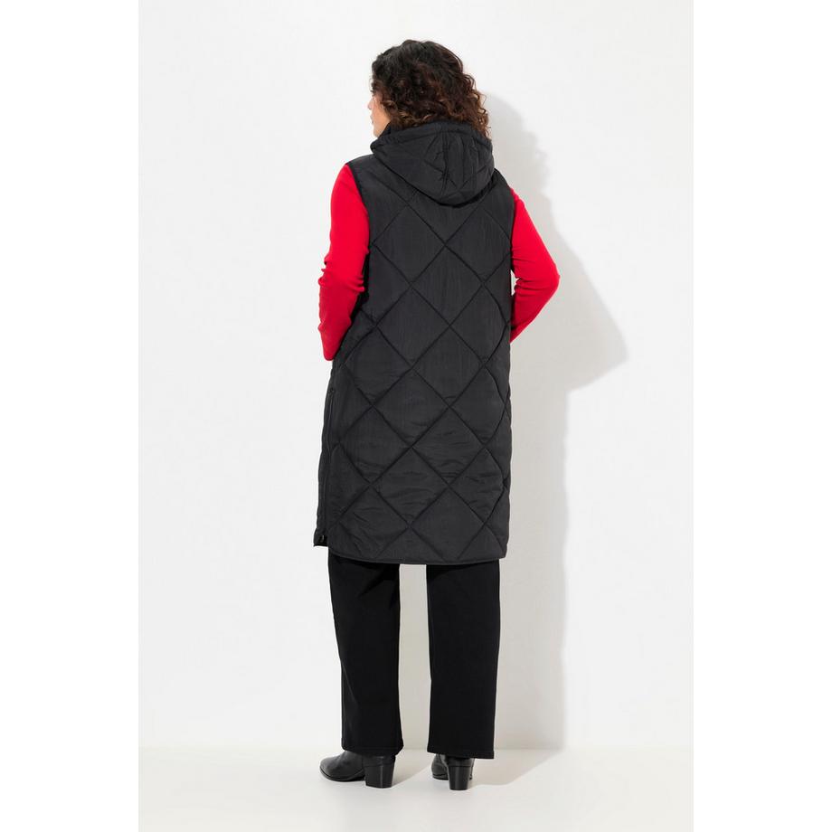 Ulla Popken Steppweste Stehkragen Abnehmbare Kapuze 2-Wege-Zipper  