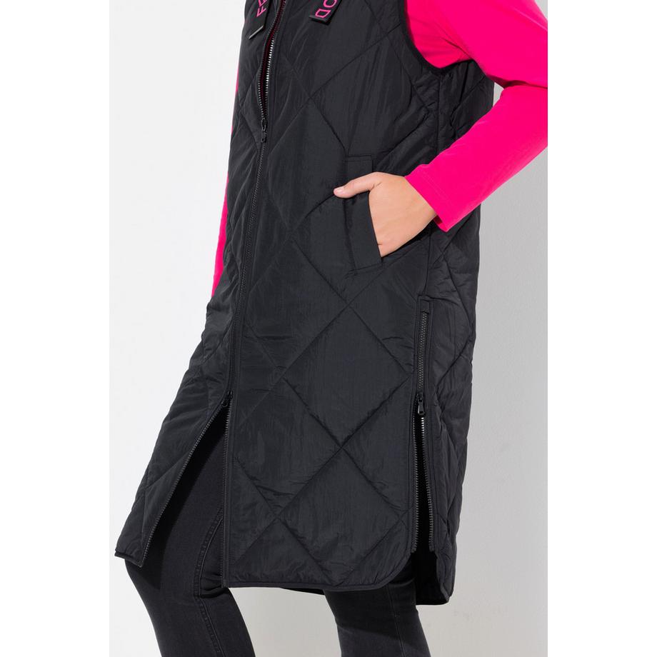 Ulla Popken Steppweste Stehkragen Abnehmbare Kapuze 2-Wege-Zipper  