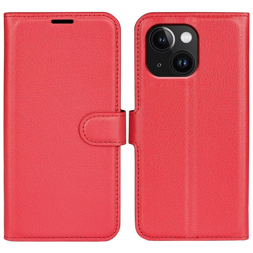 Cover-Discount - iPhone 15 Plus - Leder Etui Hülle, Weiss Bunt