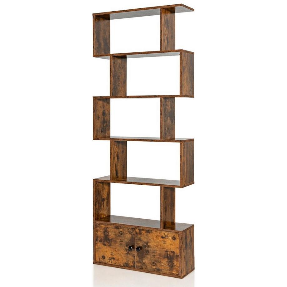 Northio Bücherregal mit Türen & 5 Ebenen Standregal aus Holz Raumteiler  