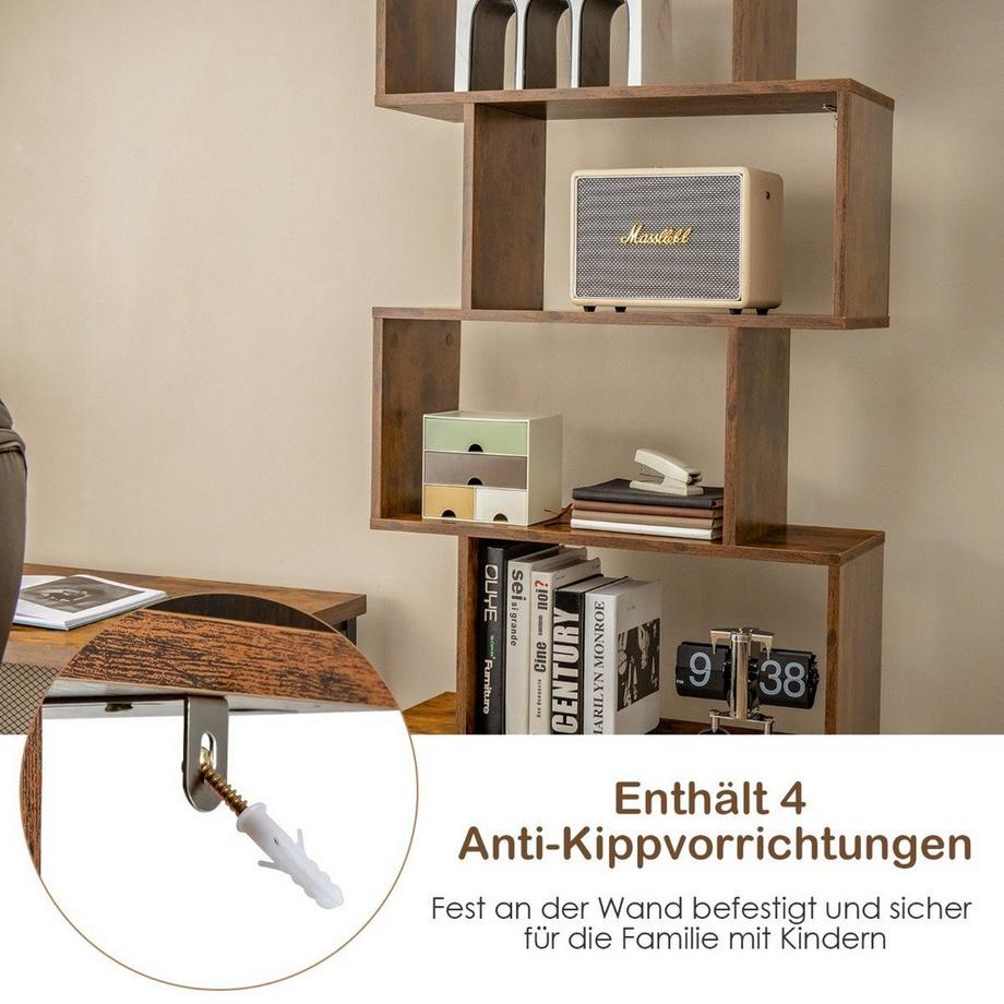 Northio Bücherregal mit Türen & 5 Ebenen Standregal aus Holz Raumteiler  
