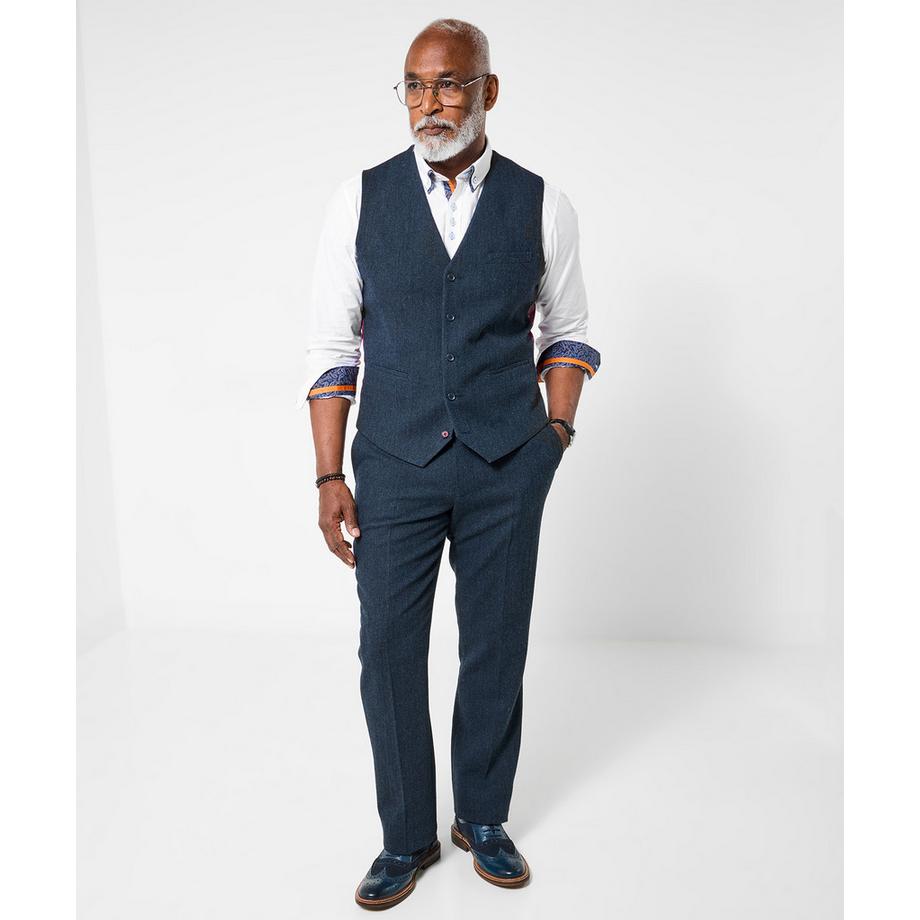 Joe Browns Pantaloni Tessuto Herringbone Blu Marino  