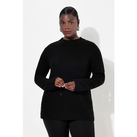 Ulla Popken  Pullover, Wollmix, Ziersteine, Stehkragen, Langarm 