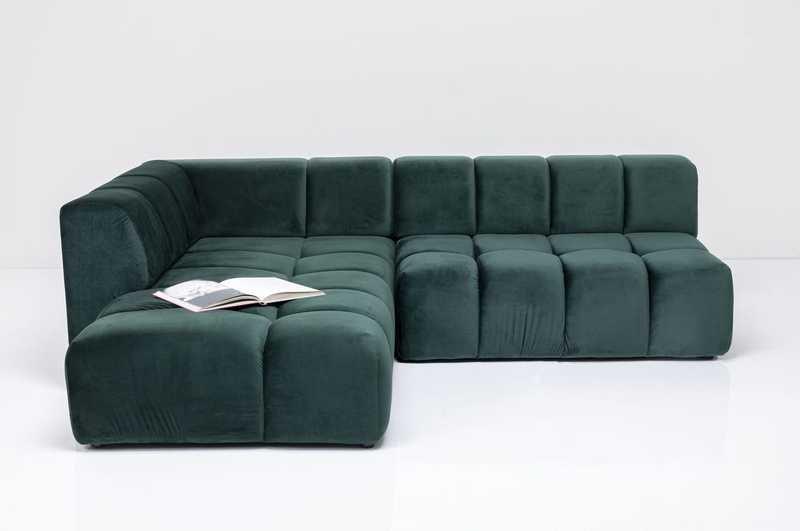 KARE Design Divano angolare Belami Velvet verde scuro a sinistra 265cm  