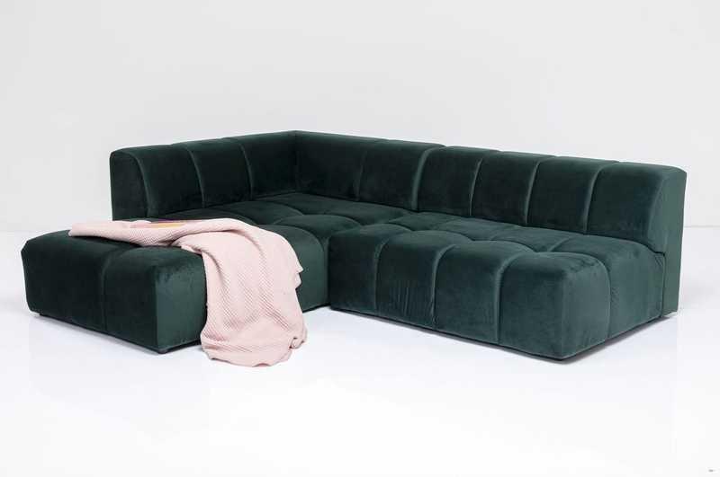 KARE Design Divano angolare Belami Velvet verde scuro a sinistra 265cm  