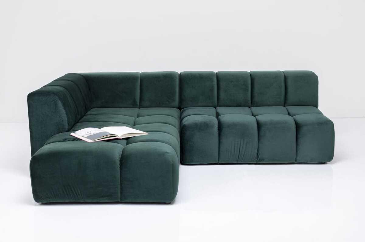 KARE Design Ecksofa Belami Velvet Dunkelgrün Links 265cm  