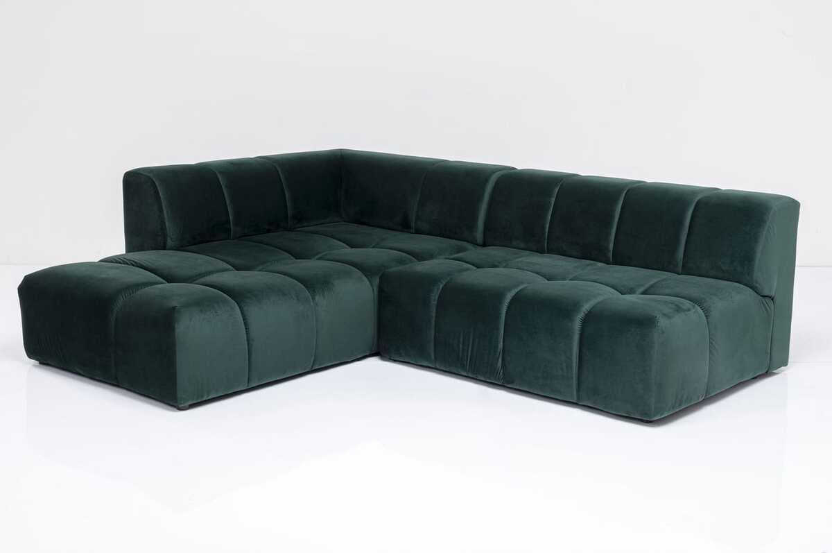 KARE Design Ecksofa Belami Velvet Dunkelgrün Links 265cm  