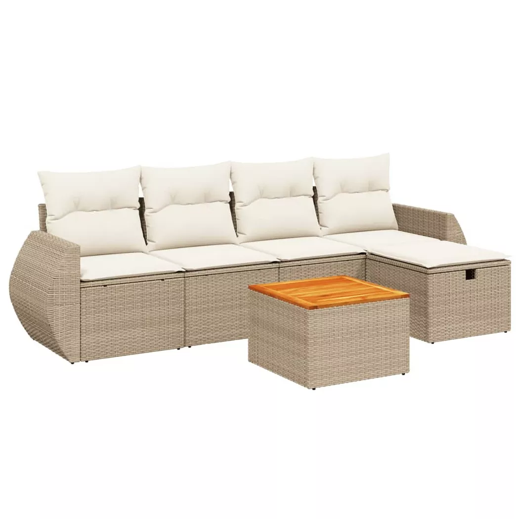 VidaXL - set divano da giardino Polirattan, One Size, Beige