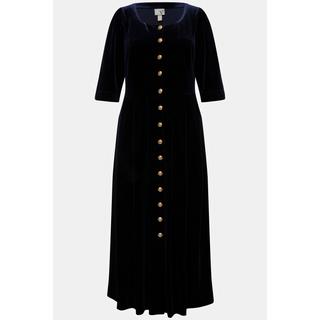 Ulla Popken  Robe traditionnelle bavaroise en velours, coutures princesse, col rond et manches 3/4 