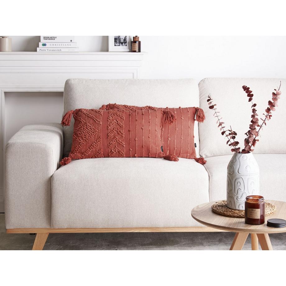 Beliani Dekokissen 2er Set aus Baumwolle Boho VALVARIA  