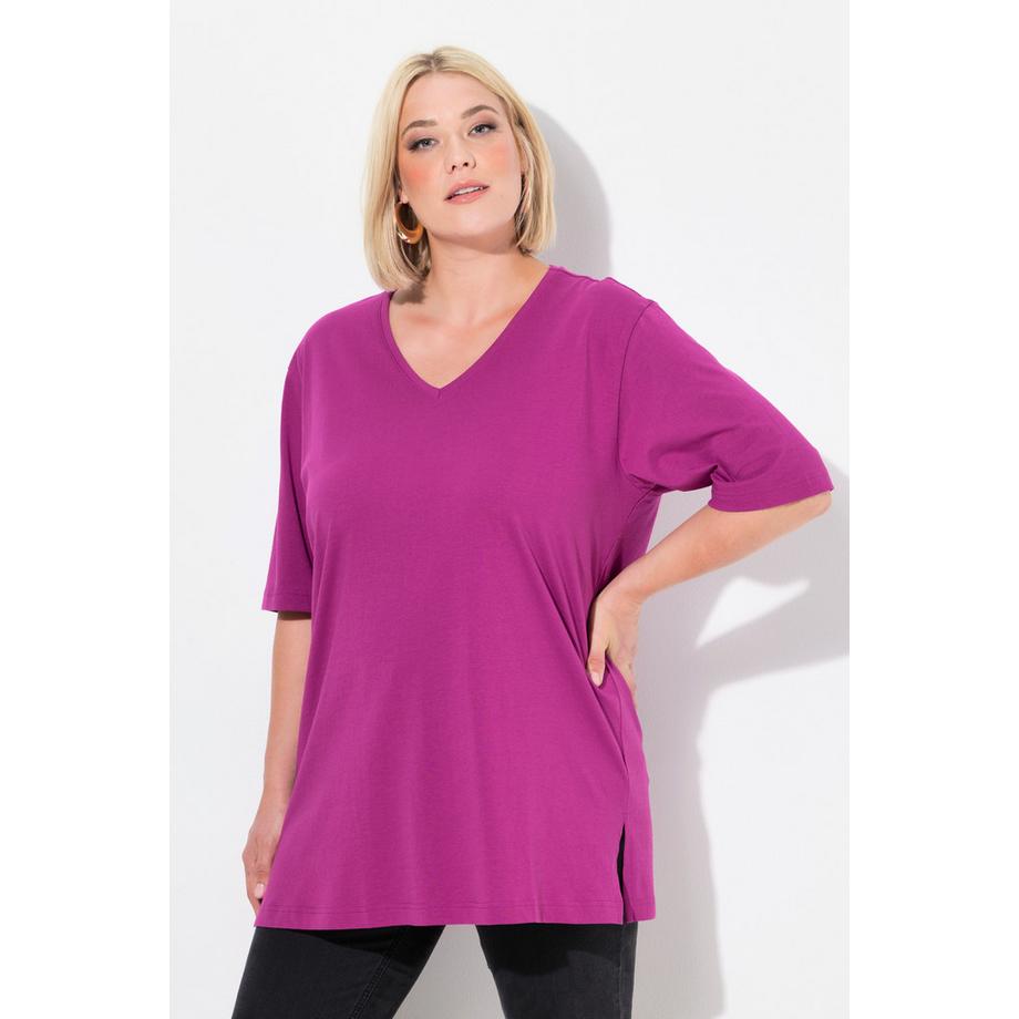 Ulla Popken T-shirt scollo V manica corta vestibilità Relaxed Fit  