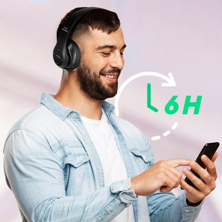 Avizar  Casque audio Bluetooth P15 pliable Noir 