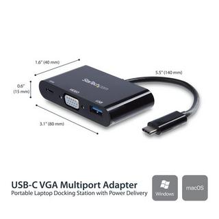 STARTECH.COM  Adaptateur multifonction USB-C vers VGA avec port USB-A et Power Delivery 