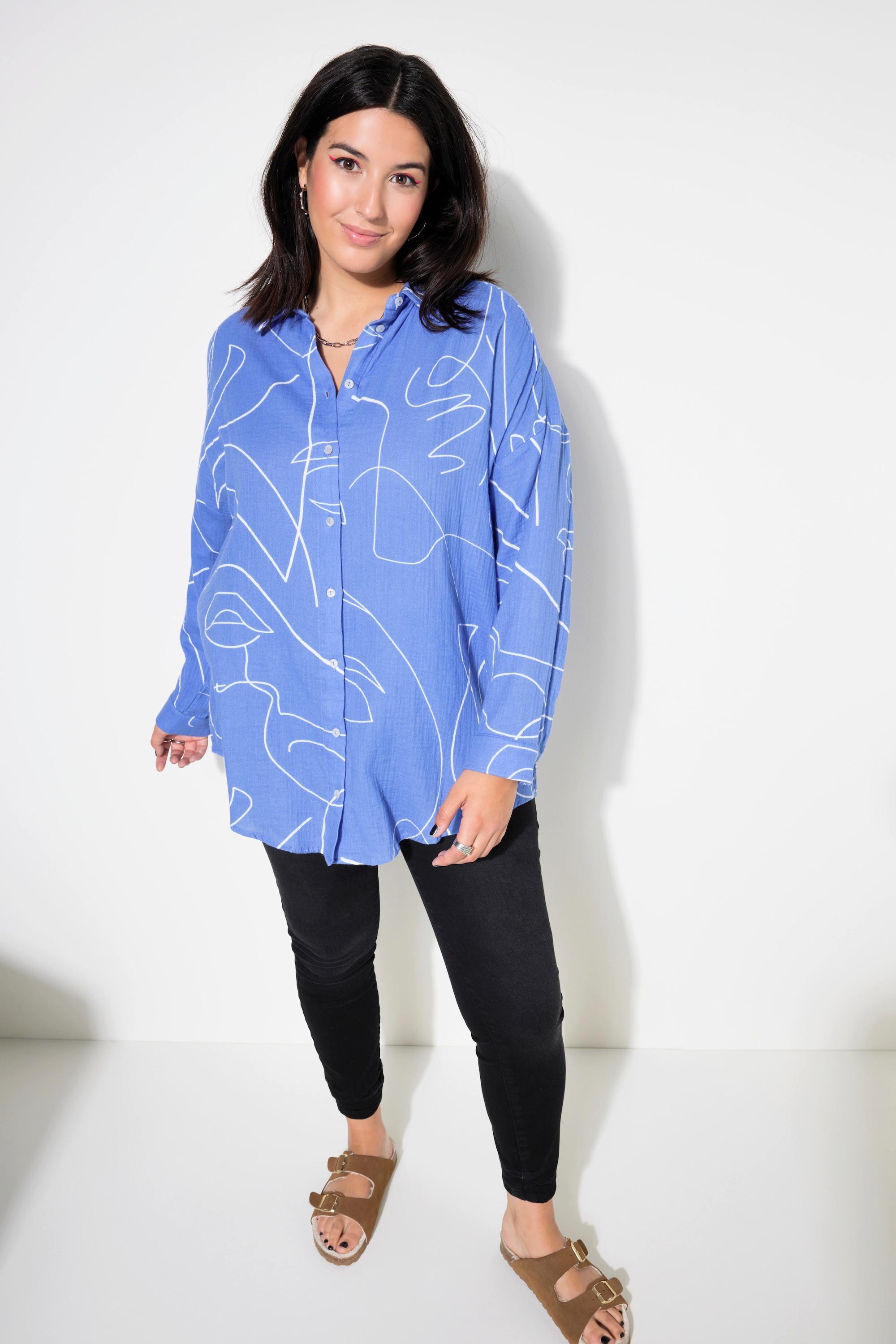 Studio Untold  Camicia dal taglio oversize in mussola con stampa e maniche lunghe 