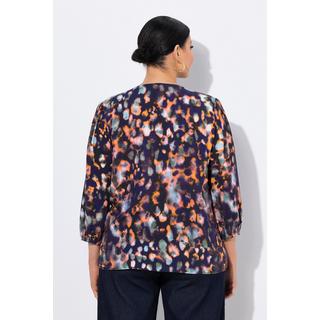 Ulla Popken Blouse Imprimée Cordon à Froncer Décolleté en V Manches 3/4  