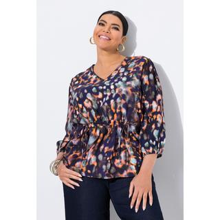 Ulla Popken Blouse Imprimée Cordon à Froncer Décolleté en V Manches 3/4  