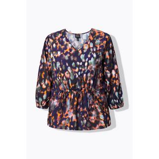 Ulla Popken Blouse Imprimée Cordon à Froncer Décolleté en V Manches 3/4  