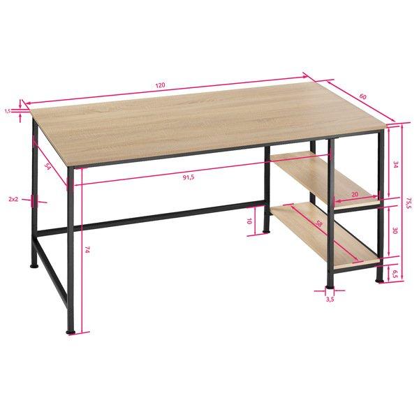 Tectake Bureau informatique CANTON 120x60x75,5cm  