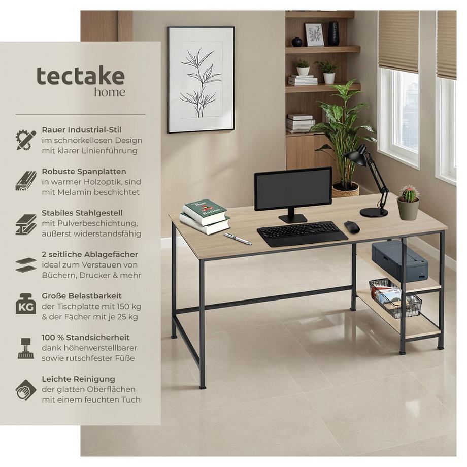 Tectake Computer-Schreibtisch Canton Industrial Style Holz und Stahl  